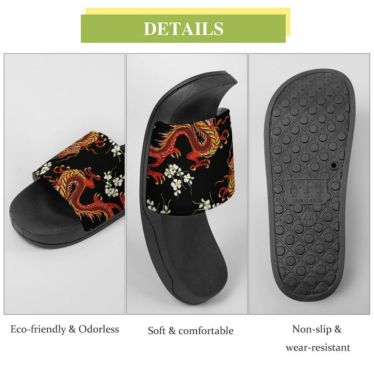 GZHJMY Stylish Slides for Women Men, Chinese Dragon Soft