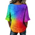 thumbnail image 6 of Stralyhd 3/4 Length Sleeve Womens Tops 2026 Summer Business Casual V Neck Henley Blouses Travel Vacation Button Down Tops Work Tie Dye Shirts Sky Blue L, 6 of 7
