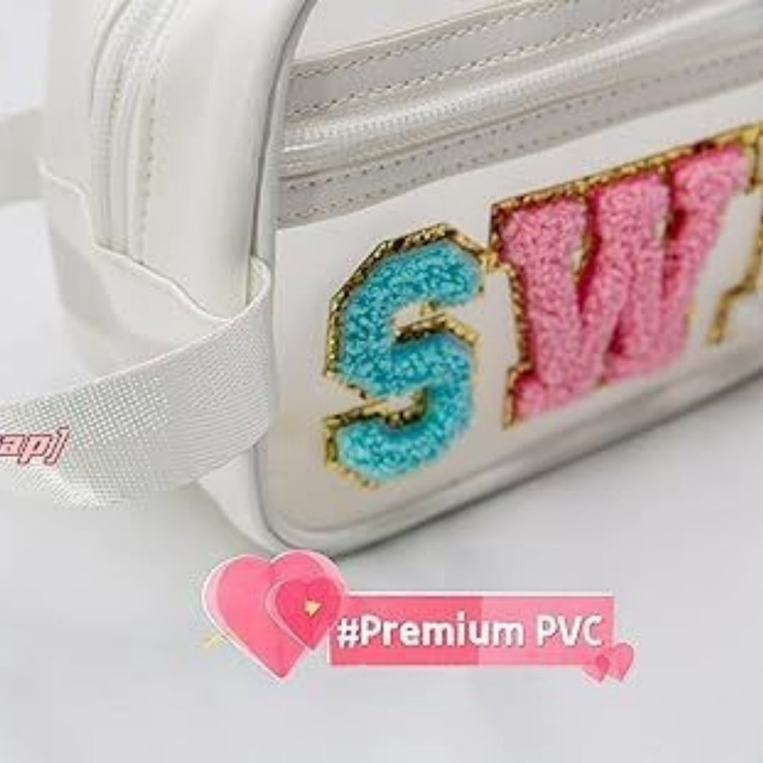 Cute Colorful Chenille Cosmetic Bag Transparent PVC Makeup Travel Toiletry Organizer