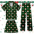 thumbnail image 2 of Gaexia Christmas Kids Silk Sets 3 Piece Girls Boys Satin Set Button-Down Soft Short Sleeve Shorts Pants 3pcs, 2 of 8