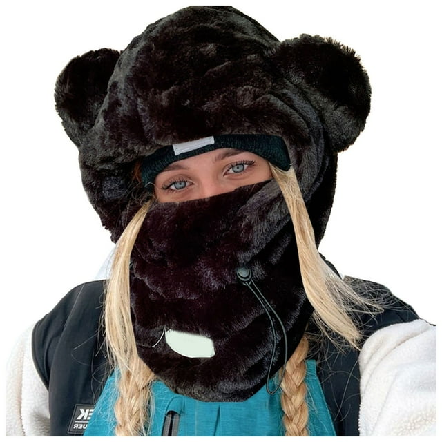 Aocisk Thermal Hooded Winter Face for Skiing Cold Weather Windproof Black M