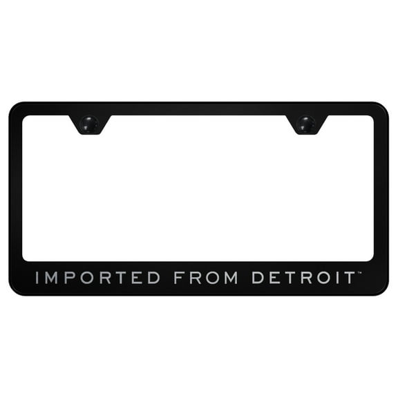Imported From Detroit Laser Etched Stainless Steel License Plate Frame (Black)