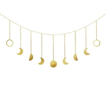 Holzlrgus Moon Phase Wall Hanging Boho Aesthetic Room Decor Metal Moons Garland Hanging Art Bohemian Home Decoration for Girls Room Nursery Bedroom Livingroom Dorm, Ideal Gift, Gold, 50"