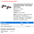 thumbnail image 2 of Front and Rear Brake Pad and Rotor Kit - Compatible with 2007 - 2009 Hyundai Elantra Sedan 2008, 2 of 2