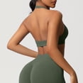 thumbnail image 5 of Neewe Women's Seamless Sports Bra Knitted Yoga Suit Gathering Breathable Workout Gym Tank Top for Women-Army Green XL, 5 of 9