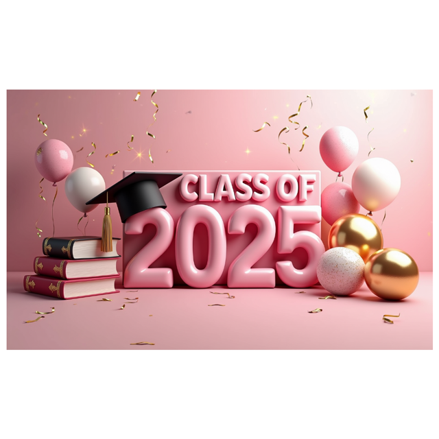 Graduation Party Decoration Class of 2025 Backdrop Celebration Supplies Banner Event Decorations Pink Balloons Photography Props Graduation Party Decor