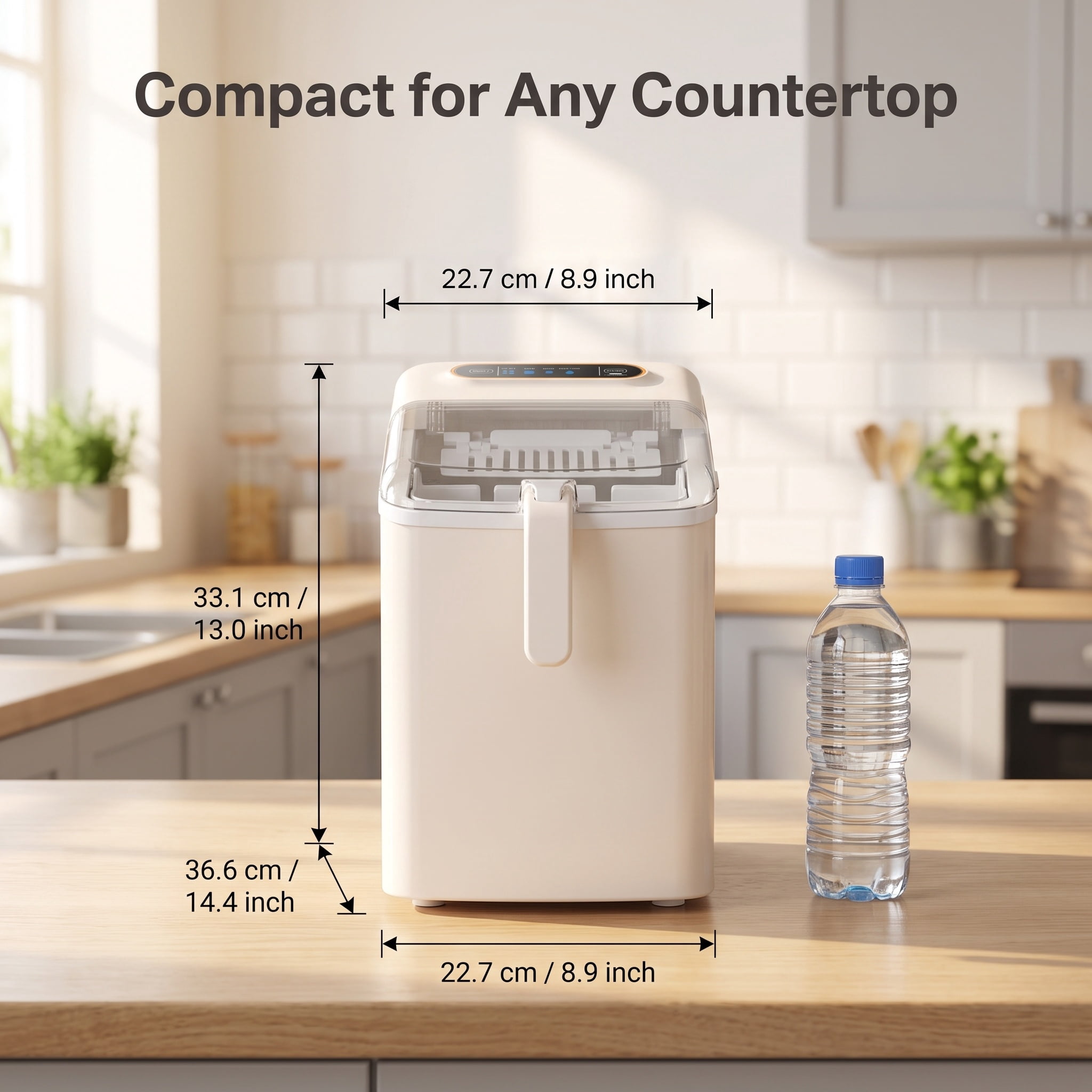 Ice Cube Maker Machine Countertop, 33Lbs/24H 9 Pcs Ice Cubes in 13 Mins, Self-Cleaning Portable Ice Maker for Home Kitchen,Bar