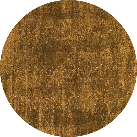 Ahgly Company Indoor Round Abstract Orange Modern Area Rugs, 3' Round