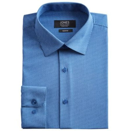 Jones New York Men's Slim-Fit Performance Cooling Tech Blue Dress Shirt-14-14.5