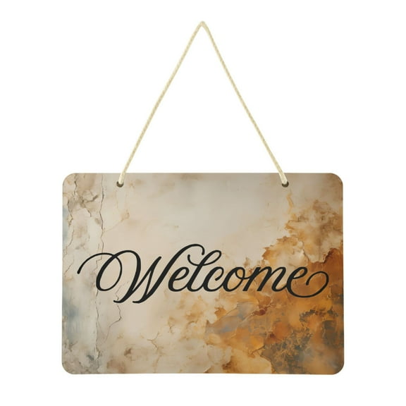 Earthy Color Marble Welcome Sign Front Door PVC 14x10 inch Hanger Hello Sign Farmhouse Wall Porch Home Outside Decor