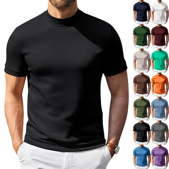 Zimjoy Men's Short Sleeve T Shirts Lightweight Soft Cotton Moisture Wicking Casual Basic Tees Comfort Stretch Athletic Performance Tee Black L