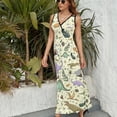 thumbnail image 6 of Dinosaurs in Yellow Dress Summer Street Style Bohemia Long Dresses Female Sleeveless Printed Maxi Dress, 6 of 9