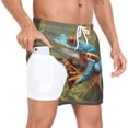 thumbnail image 2 of joogoo Men's Vintage Frog Swim Trunks with Liner Pocket Beach Shorts Large, 2 of 9