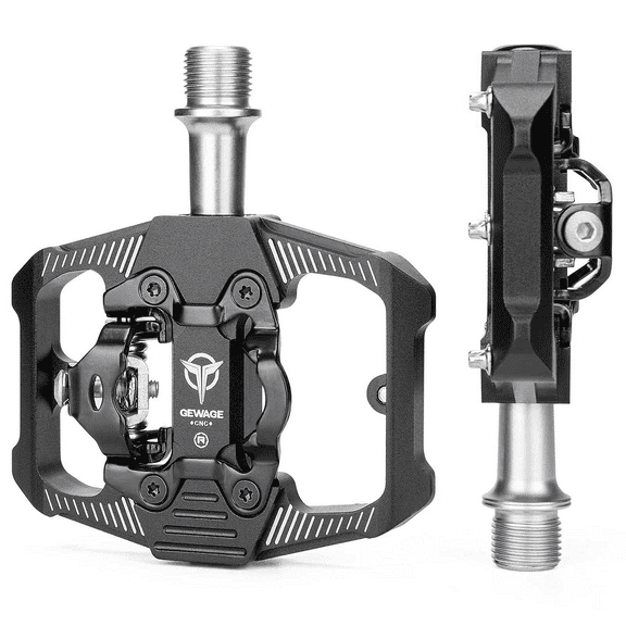 Bike Pedals Dual Sided Pedals Plat & SPD Clipless Pedal 3 Sealed Bearings, 9/16” Bicycle Platform