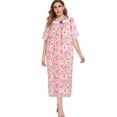 thumbnail image 3 of Nightgowns for Women Plus Size Short Sleeve Night Gowns Ladies Summer Oversized House Dress Print Sleepwear Soft Housecoat Comfy Sleep Dress,XL-4XL, 3 of 9