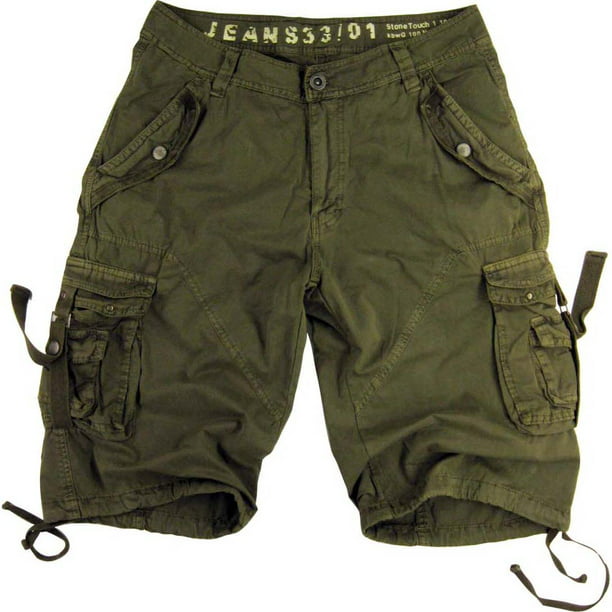 Stone Touch Jeans - Mens Military Style Light Olive Cargo Shorts #A8s ...