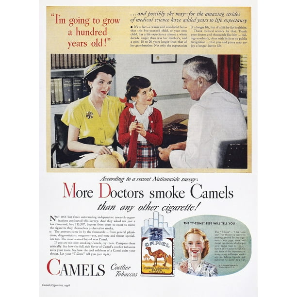 Camel Cigarette Ad 1946 N More Doctors Smoke Camels Than Any Other Cigarette Advertisement For Camel Cigarettes From An American Magazine 1946 Poster Print By Granger Collection Walmart Com Walmart Com