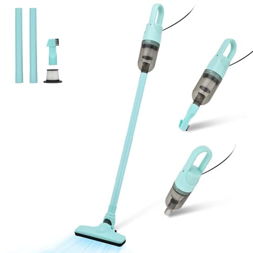 Aspiradora de mano ligera SIPPON 6 en 1 con potente motor de 100 W, miniaspiradora portátil para suelos duros, alfombras y pelo de mascotas (con cable verde)