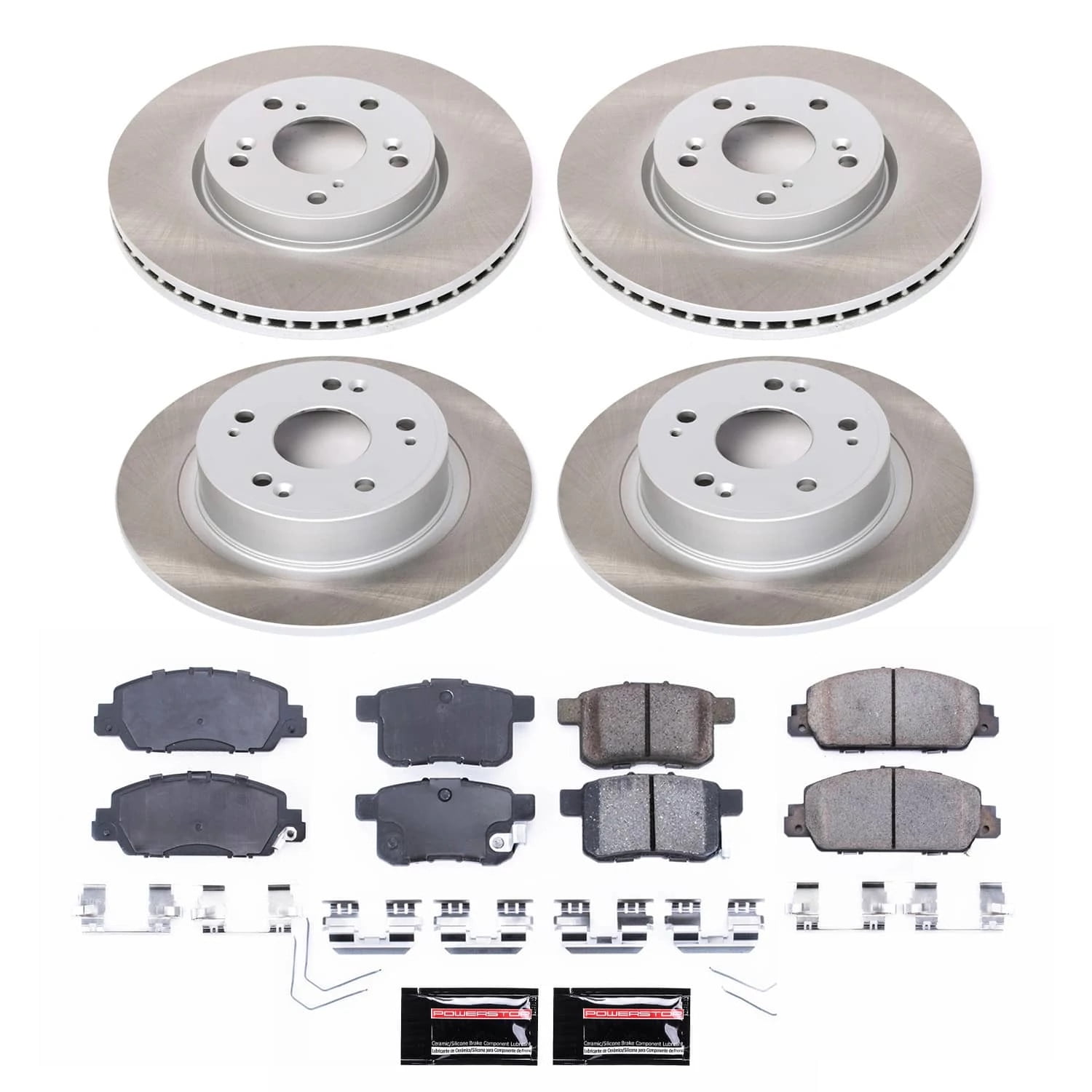 PowerStop Front and Rear Semi-Coated Rotor and Low-Dust Ceramic Brake Pad Kit SC6778