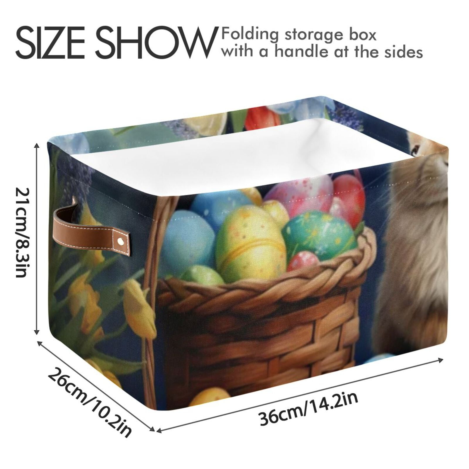 Rabbit Easter Eggs Flowers Storage Bins Baskets With Handles Storage Box Clothes Organizer Organization Toys