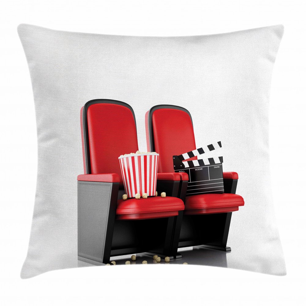 Movie Theater Throw Pillow Cushion Cover, 3D Illustration Cinema