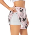 thumbnail image 1 of Balery Swan And Flowers2 Pantalones cortos deportivos para mujer con forro y dos bolsillos, elásticos, para entrenamiento, gimnasio, yoga-Large, 1 of 7