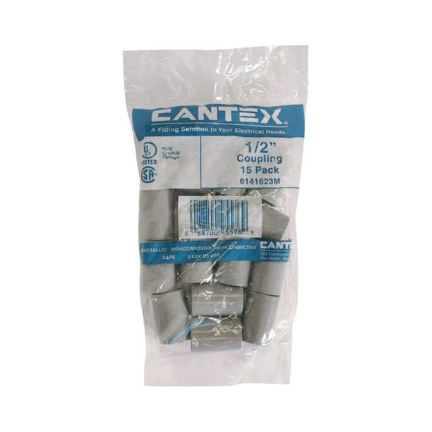 Cantex 1/2 in. Dia. PVC Electrical Conduit Coupling 15 pk