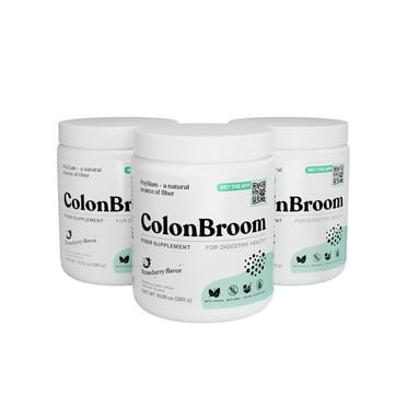ColonBroom Psyllium Husk Powders (Strawberry, 150 Servings) - Colon Cleanse for Bloating Relief & Gut Health - Colon Broom Fiber Powder Drink - Vegan, Gluten Free, Non-GMO Fiber Powder Supplement