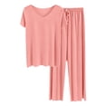 thumbnail image 1 of Women's Summer Loungewear Set - Seamless Trousers, Soft Pajamas, Solid Color, Relaxation, 1 of 3