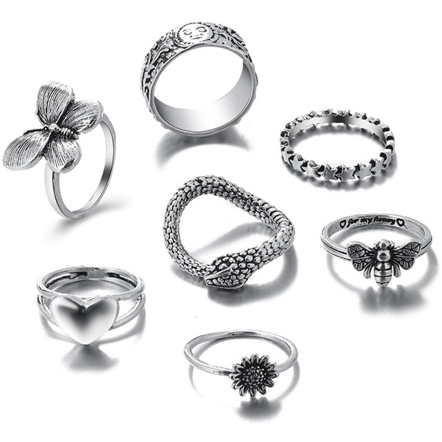 Women Finger Rings Set - Stackable Vintage Joint Ring Punk Ring Knuckle Rings