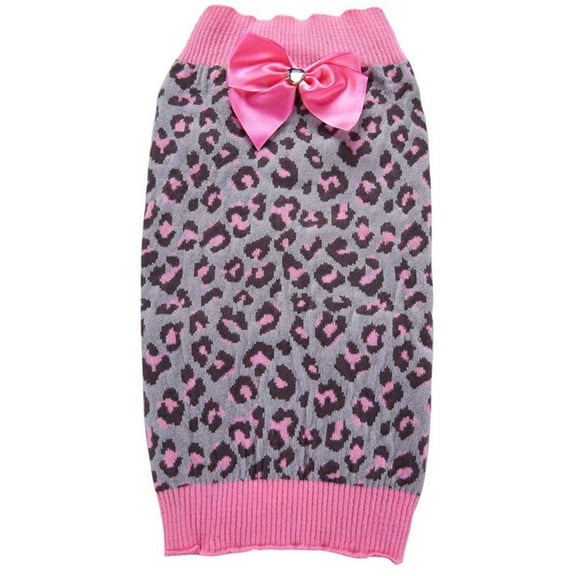 Fshinging Puppy Leopard Bowknot Puppy Pink Pet Winter Dog Cute Sweater Pet Puppies for Boys Dog Sweaters for Medium Dogs Girl New Years Dog Sweater Dog Hoodies Medium Dog