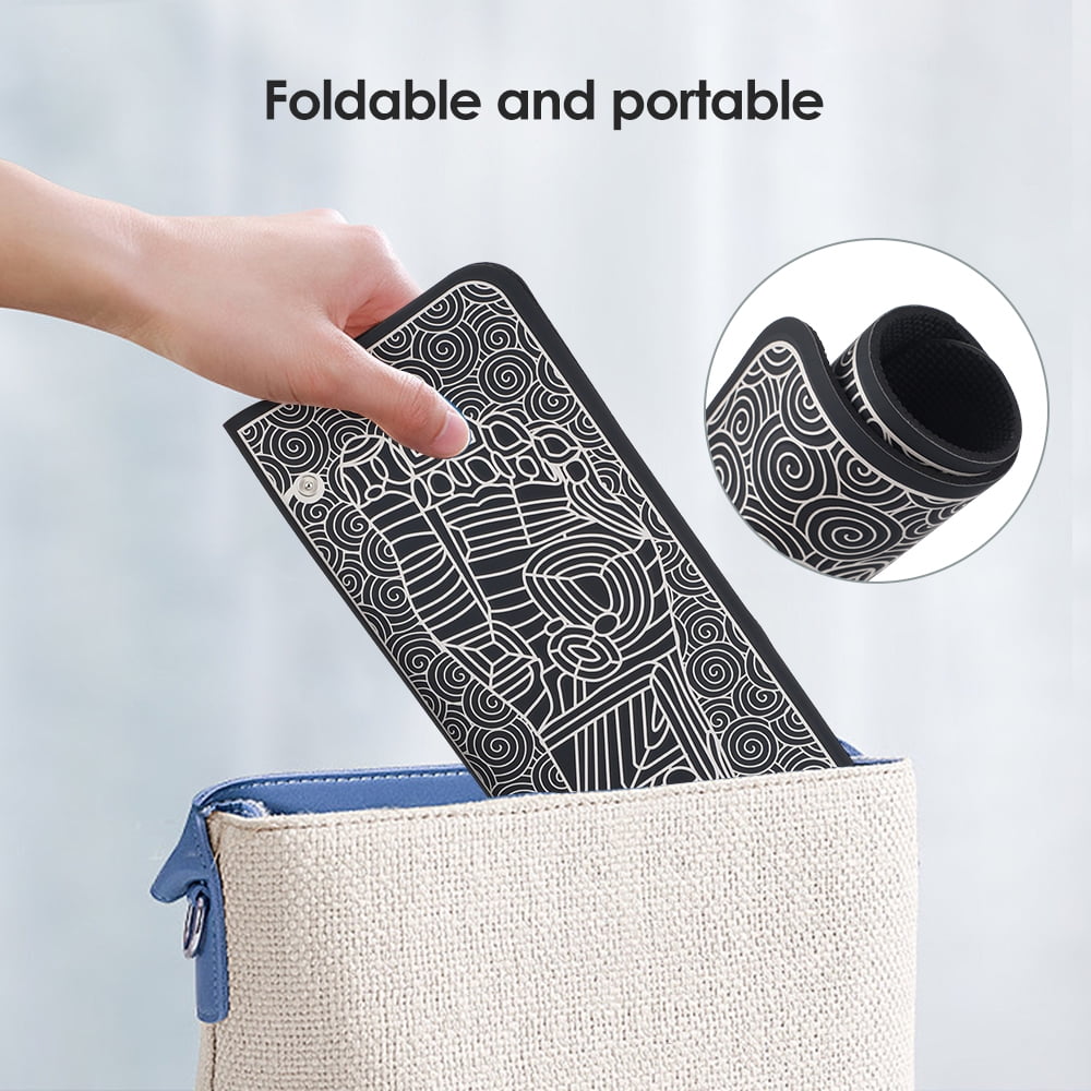 Foot Massager Mat Pad，8-Mode 19-Level Electrode Massage Foot Mat with 2 Pairs of Electrode Pads,Portable Legs Massager Pad Foot Massager Mat Black