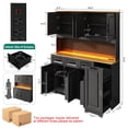 thumbnail image 2 of 72" Tall Kitchen Pantry Cabinet with 6 Doors Shelves & Led Lights & Charge Station, 60" Wide Freestanding Farmhouse Cupboard with 3 Drawer,3 Tier Storage Cart,7 Doors Storage,Adjustable Shelves,Black, 2 of 6