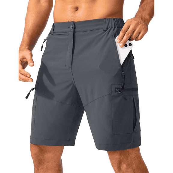 Puztloy Men’s Cargo Shorts Quick Dry Hiking Golf Work Shorts for Men Lightweight Outdoor Casual Wear with 5 Zipper Pockets