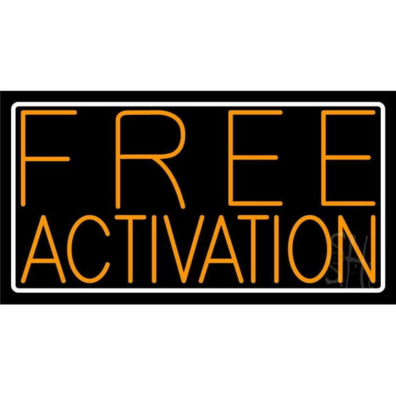 Orange Free Phone Block With Logo 2 LED Neon Sign 13 x 24 - inches, Clear Edge Cut Acrylic Backing, with Dimmer - Bright and Premium built indoor LED Neon Sign for Computer & Electronics store decor.