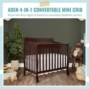 Dream On Me Aden 4-in-1 Convertible Mini Crib In French White, Greenguard Gold Certified