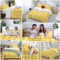 thumbnail image 5 of 3 Piece Yellow Plaid Duvet Cover Set Twin Size,Microfiber Comforter/Quilt Cover with Corner Ties and 2 Pillowcases,Watercolor Grid Checker Gingham Farmhouse All Season Bedding with Zipper Closure, 5 of 8