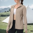 thumbnail image 6 of Oiangi Womens Hoodie Jackets with Zipper Pockets Sun Protection SPF Athletic Shirts Long Sleeve Full Zip Workout Tops Khaki XL, 6 of 7