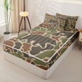 thumbnail image 2 of Erosebridal Outdoor Hunting Bear Silhouette Pattern Zipper Twin Comforter Sets with Fitted Sheet and 2 Pillowcases,Duck Camo Print Zipper Bedding Set,Olive Brown Beige,Black Reversible, 2 of 6