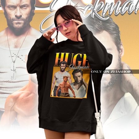 Hugh Jackman Retro 90s Sweatshirt - Hugh Jackman Sweater, Fan Gift Tee, Black Color, Size S