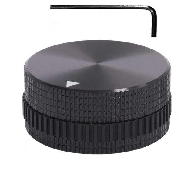 Szliyands Perilla de control de potenciómetro de aleación de aluminio de 40 x 18 mm, volumen, audio, guitarra eléctrica, bajo, tipo de tornillo para eje de 6 mm de diámetro (negro)