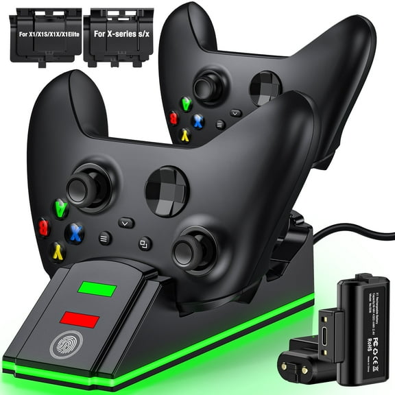 Controller Charger for Xbox One, Xbox Controller Charging Station with 2 x 4320mWh Rechargeable Battery Packs for Xbox Series X/S/One X/S/Elite,Xbox Accessories