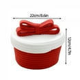 thumbnail image 3 of Christmas Gift Storage Basket with Lid, Small Handwoven Cotton Rope Basket with Bow, Desktop Organization Container for Gifts and Essentials, 9x5 Inches Red Holiday Decorative Basket, 3 of 8