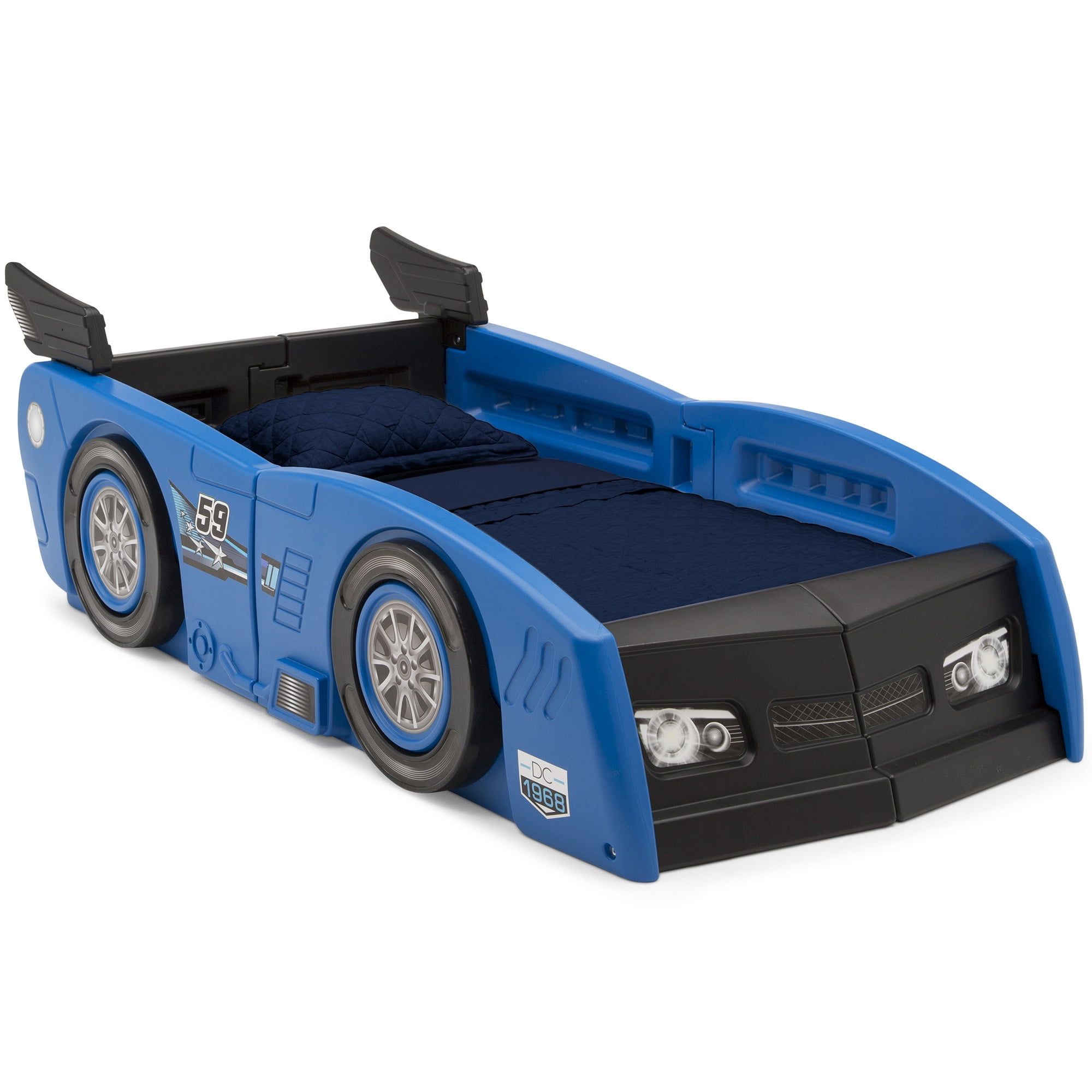 Delta Children Grand Prix Kids Plastic Toddler Bed, Twin, Blue