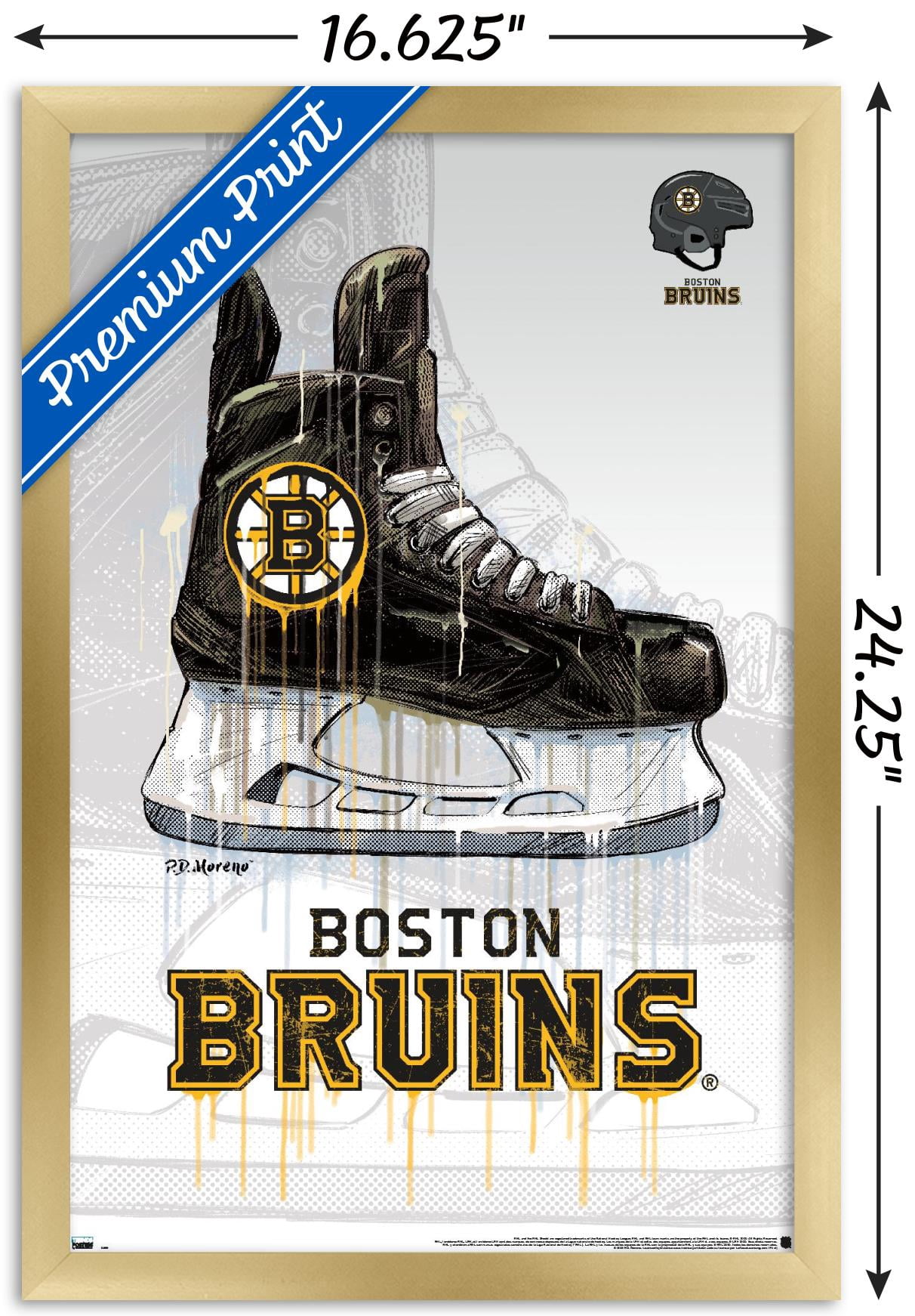 NHL Boston Bruins - Drip Skate 20 Wall Poster, 14.725" x 22.375", Framed