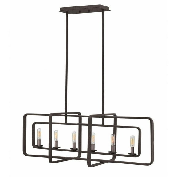 6 Light Linear Chandelier in Mid-Century Modern-Industrial Style 36 inches Wide By 13 inches High-Aged Zinc Finish Bailey Street Home 81-Bel-3003698
