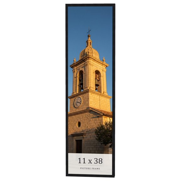 11x38 Frame Black Real Wood Picture Frame Width 0.75 inches | Interior Frame Depth 0.5 inches |
