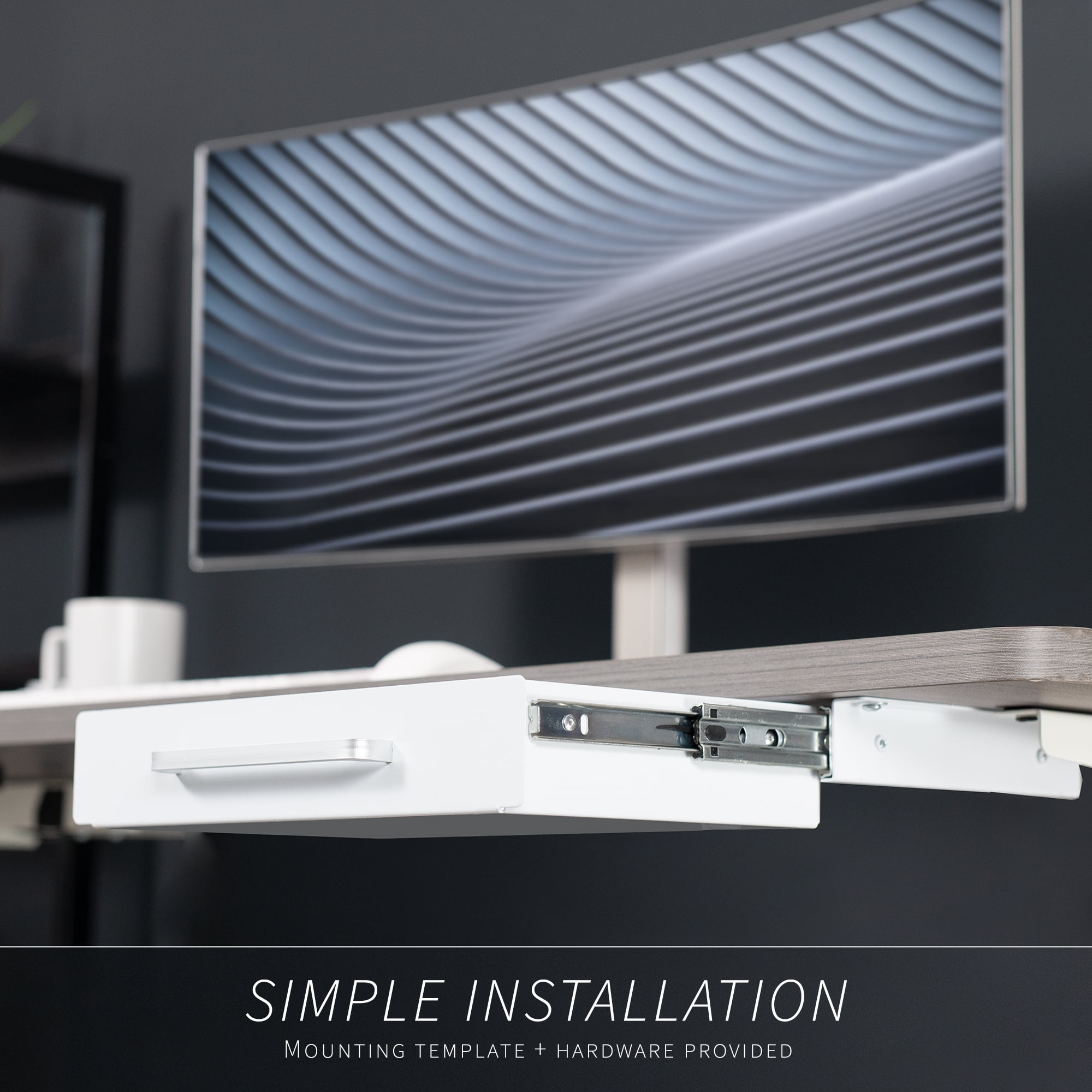 VIVO White Space Saver Sliding Under Desk Storage Drawer with Pull Handle