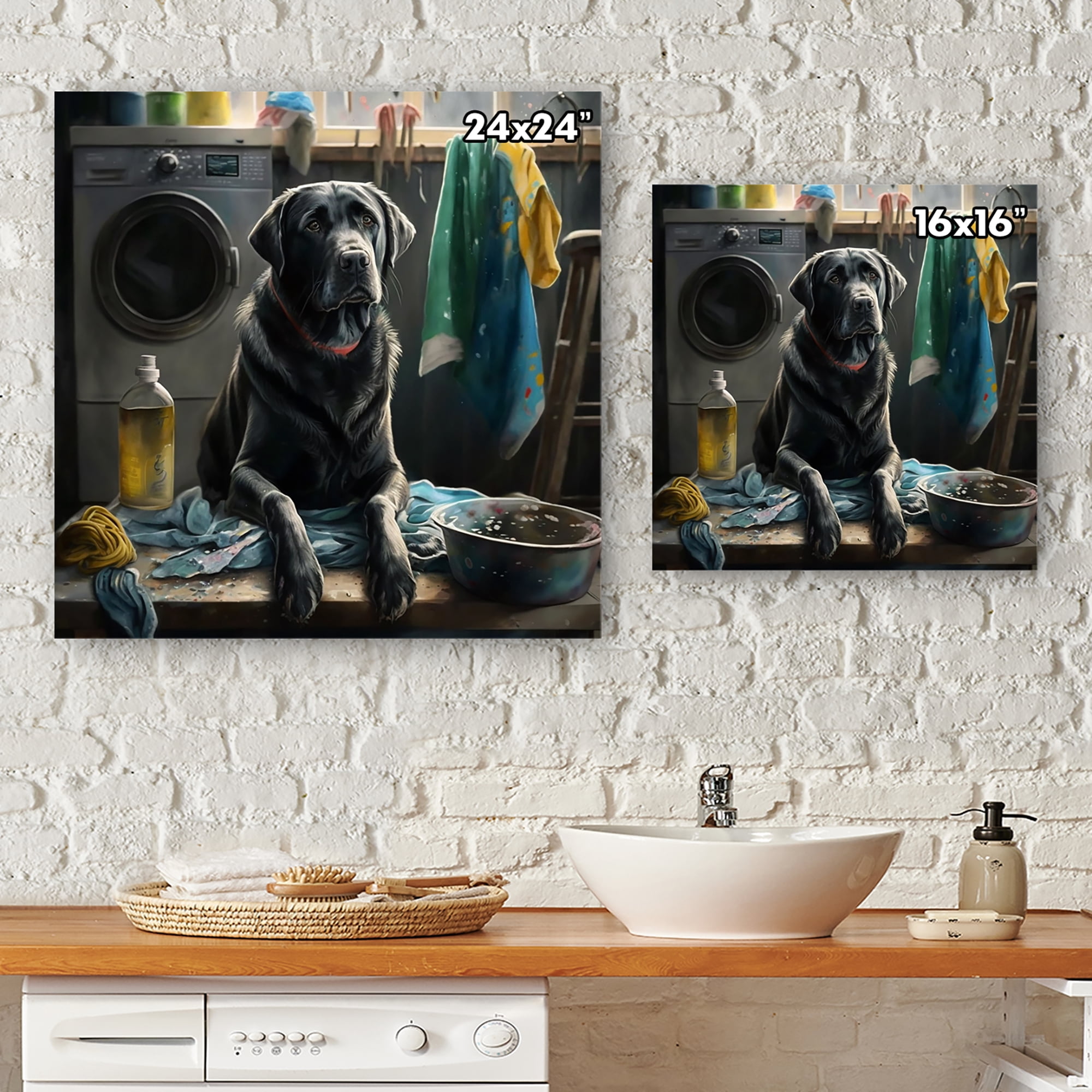 Designart Labrador Dog Doing Landry Canvas Wall Art