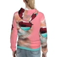 thumbnail image 7 of Balery Cool Cat Pink Sunglasses Pattern Womens Long Sleeve Hoodie, Pullover Hooded Sweatshirt, Kangaroo Pocket Hoodie with Eye-catching Drawstrings-XX-Large, 7 of 7